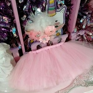 Pink baby tutu and headband Baby girl tutu set